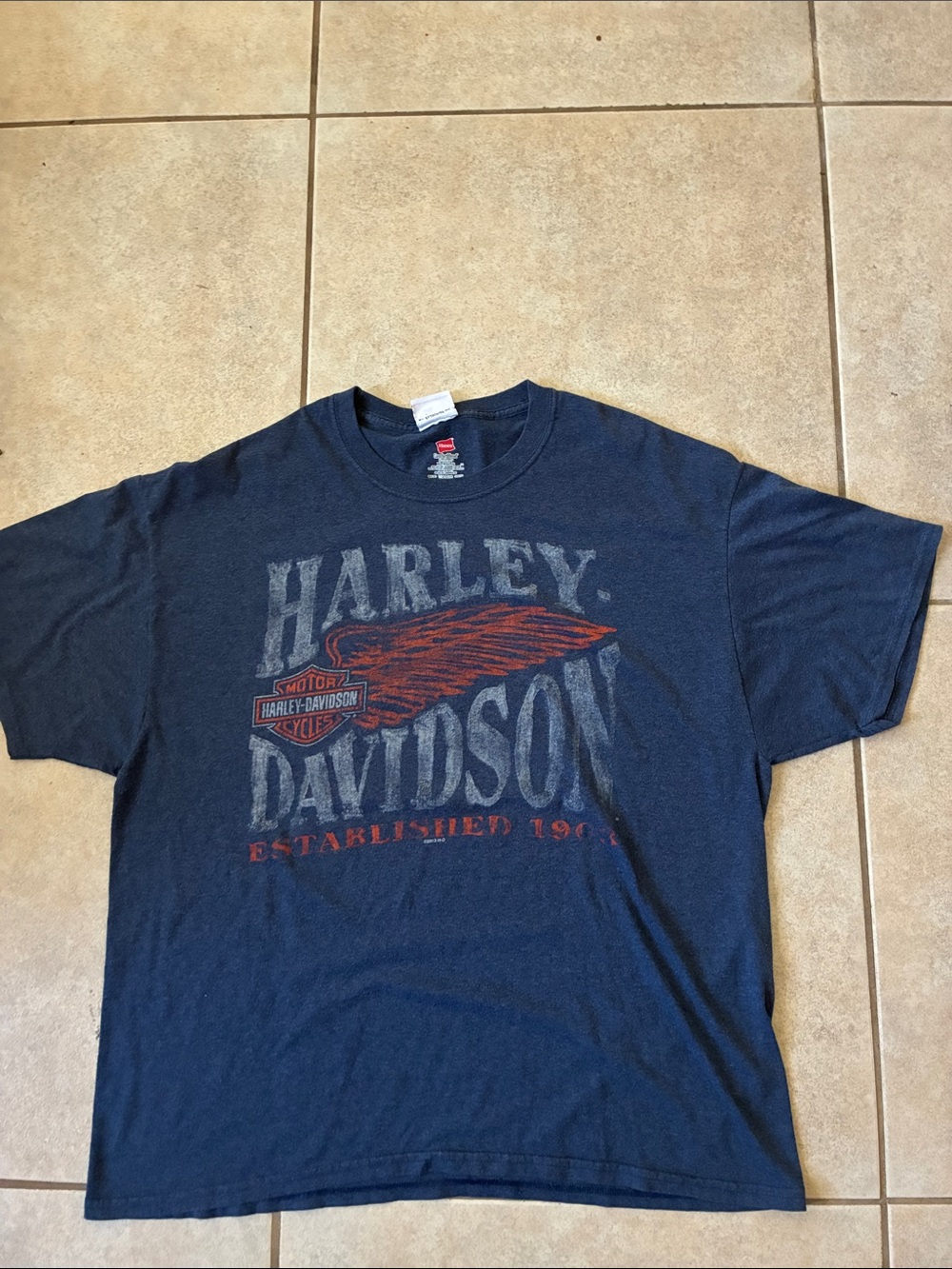 Harley-Davidson Navy Short Sleeve Logo Tee with Red Accent